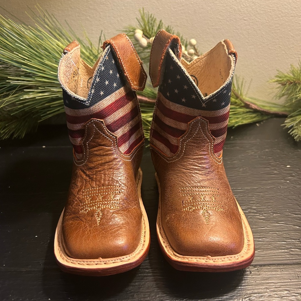 Infant Roper Brown Leather Cowbaby Boots - Never worn! Size 4 (infant)